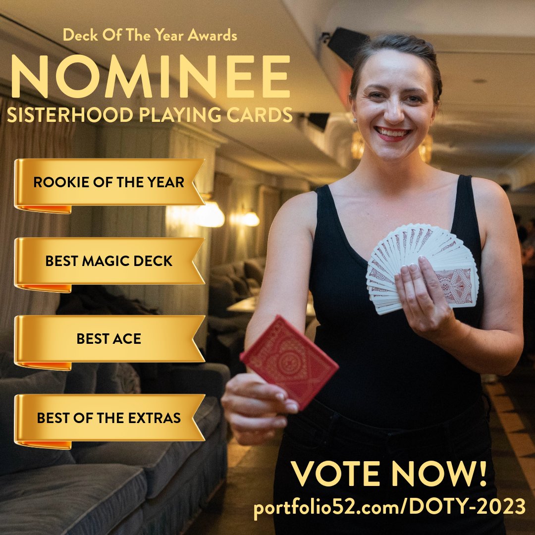 Never thought getting called a 'Rookie' would make me proud, but here I am! Help Sisterhood Playing Cards secure a DOTY win - vote in these four categories right now at Portfolio52.com/DOTY-2023. 🙏 Thank you for your time and your valuable vote.