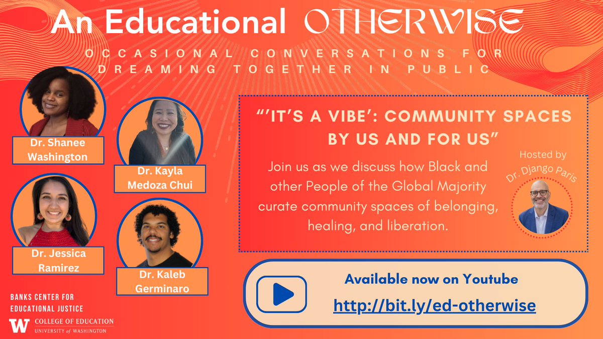 Friends! Hyped to release our 1st episode of An Educational Otherwise “It’s a Vibe” where we discuss how Black & other People of the Global Majority curate community spaces of belonging, healing & liberation. Hope it’s useful in our collective work! bit.ly/ed-otherwise