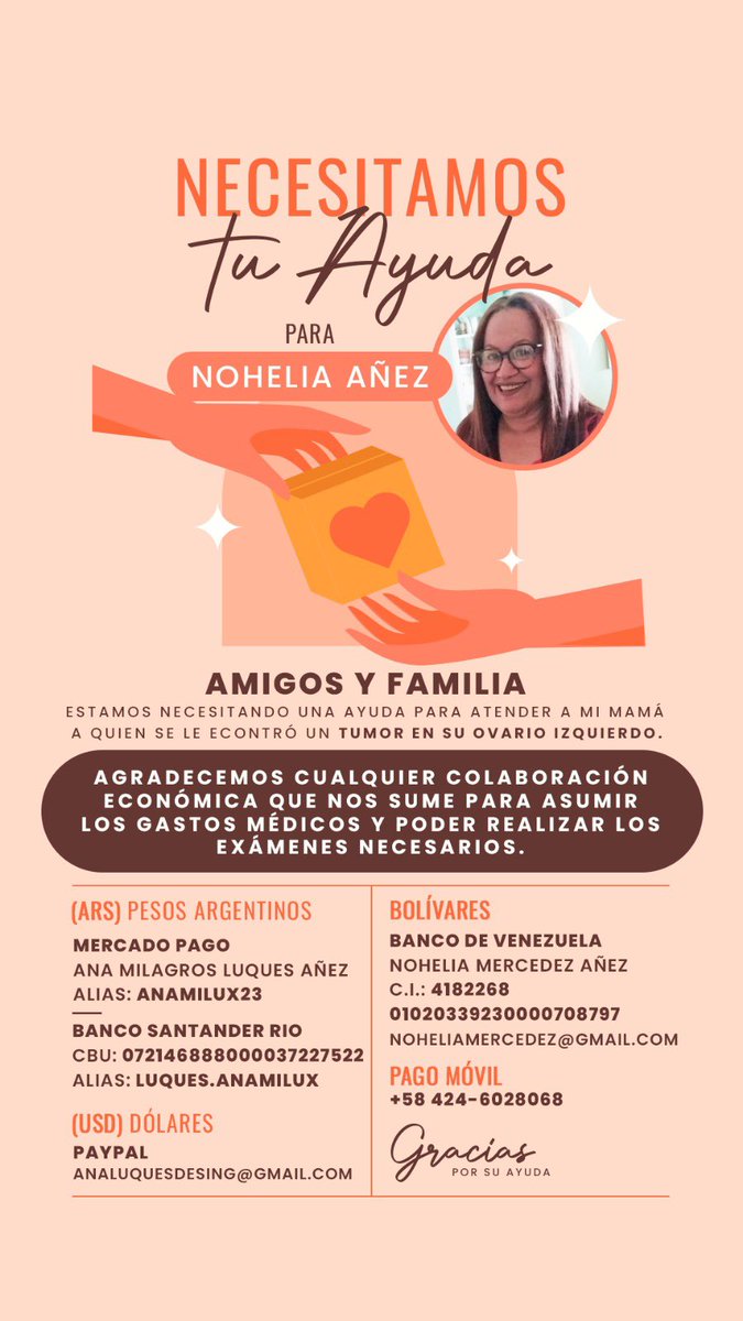 anamilux's tweet photo. Amigos necesito ayuda para mi mamá en Vzla! Agradecida si me ayudan a difundir, cada granito suma para llegar a la meta ✨🙏🏻 RT  y Gracias 🙏🏻 https://t.co/hdEns510zv