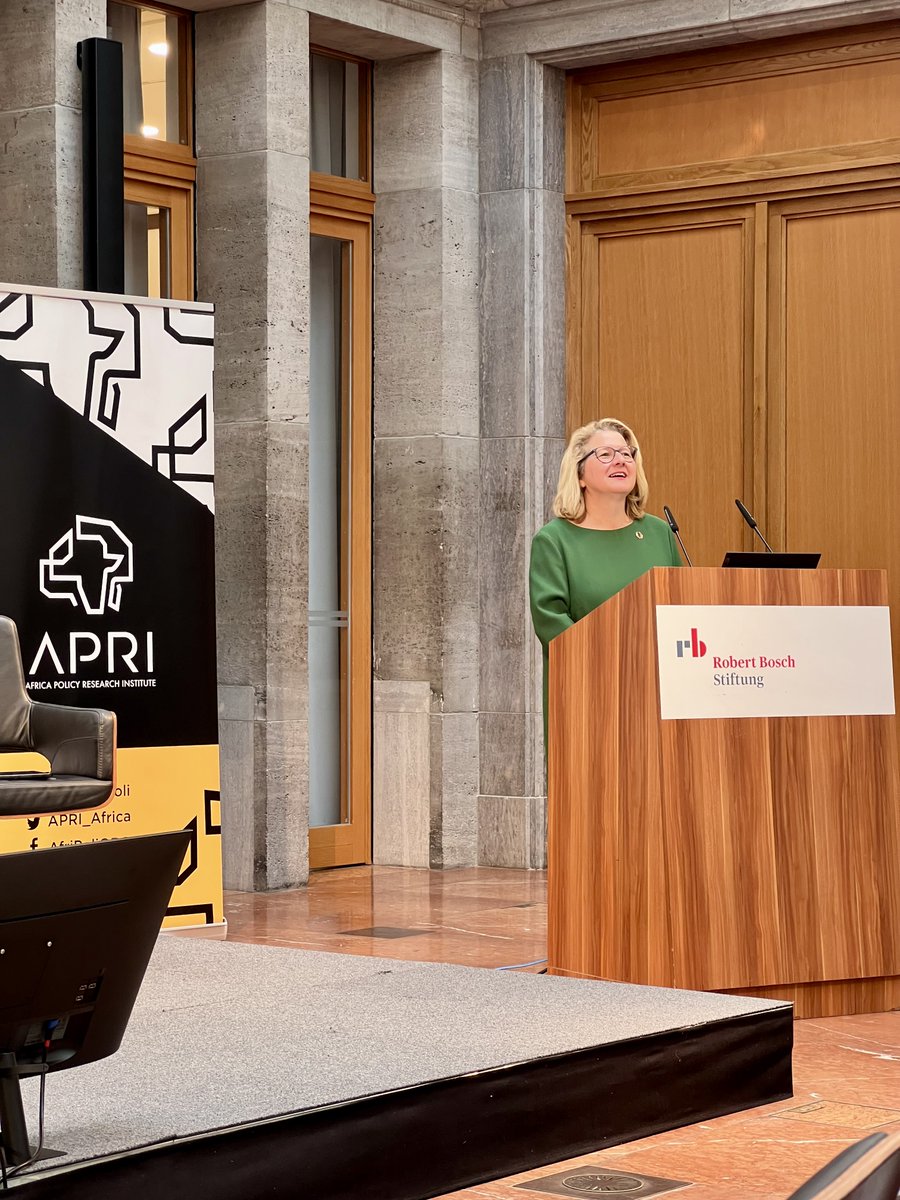 APRI_Africa's tweet photo. "We in Germany and Europe must work hard to maintain a good partnership with African countries because one thing is clear: nothing can be achieved without Africa", - Minister @SvenjaSchulze68 affirmed at our first Africa in The World High-Level Roundtable event today.
@BMZ_Bund https://t.co/FOSYEdBlWW
