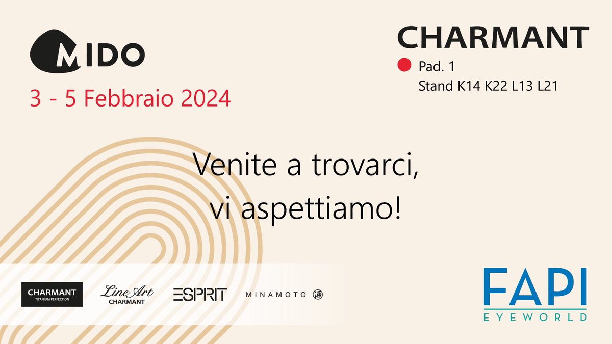 FapiEyeworld's tweet photo. @MIDOExhibition #Charmant #Italy https://t.co/toMrzfKnSr
