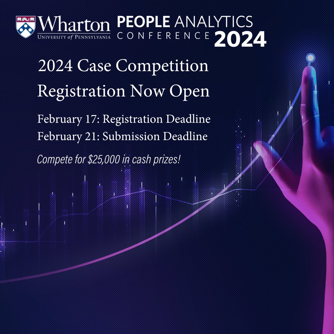 Exciting news! 🌟 Thrilled to to announce our partnership with @plastarc for the <a href="/WhartonPA/">Wharton People Analytics</a> 11th Annual Student #CaseCompetition! Case data is available now.  Learn more and register today. 

Deadline to register: Feb. 17: whr.tn/3NA2p3a