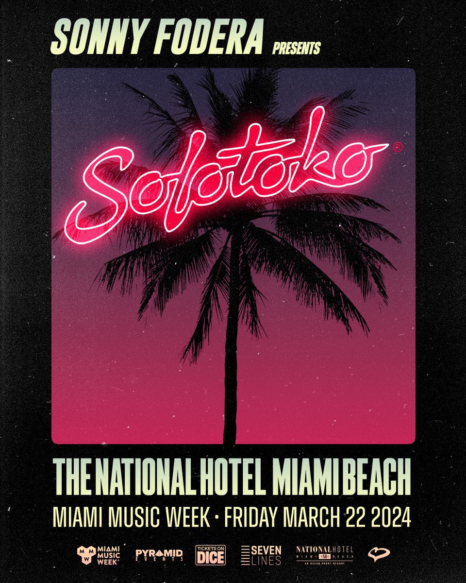 Miami! I’m bringing the Solotoko Party back to Music Week on March 22nd at The National Pool. Line-up is crazy this year! Tickets on sale now: link.dice.fm/SolotokoMIA