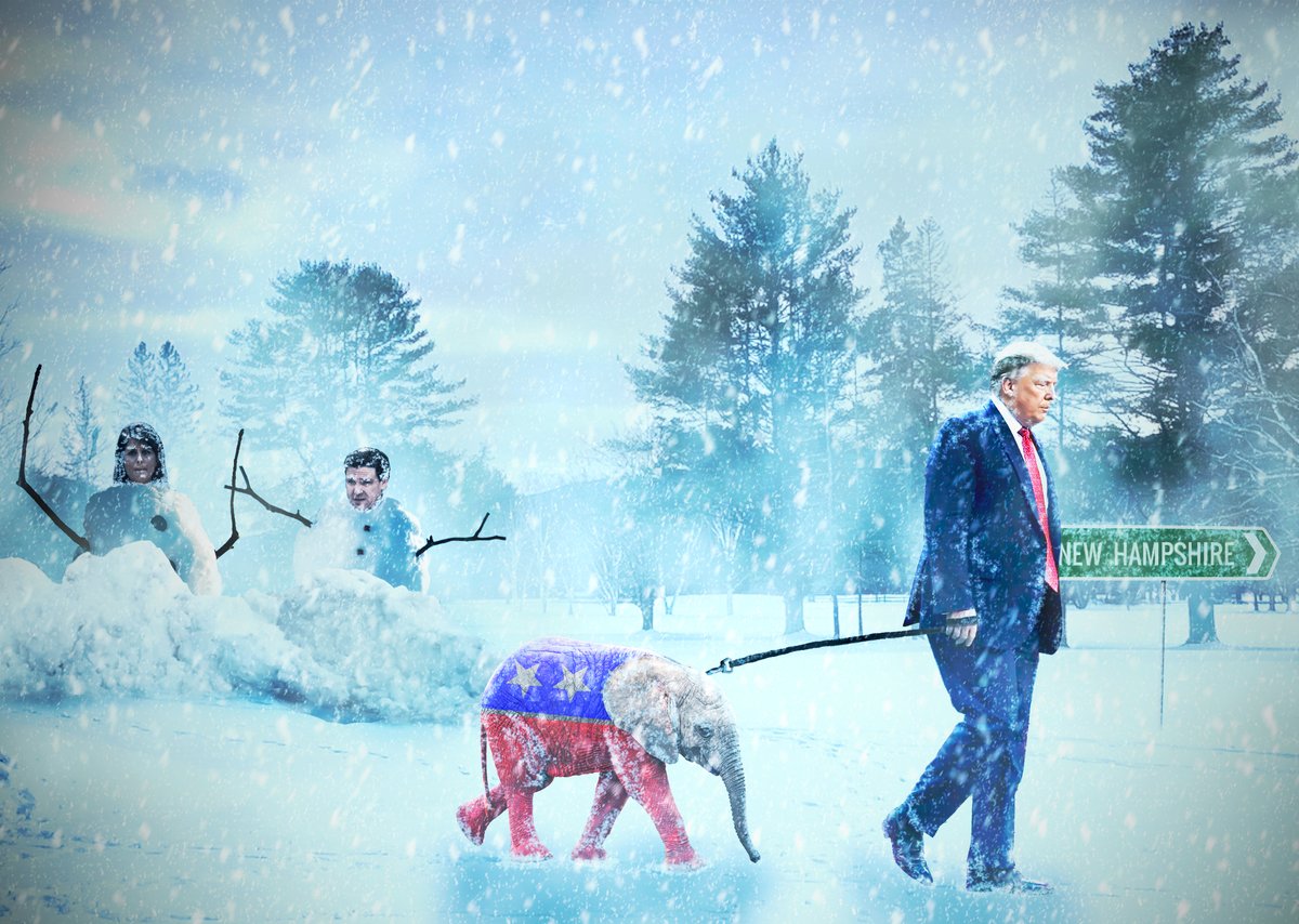 iampfrancisco's tweet photo. @guardian  Nicola Jennings on Donald Trump and the New Hampshire primary – cartoon https://t.co/ziCu043A6k 

So I used Nicola's Cartoon as inspiration and made it real...Thoughts? https://t.co/weDHgPwAPH