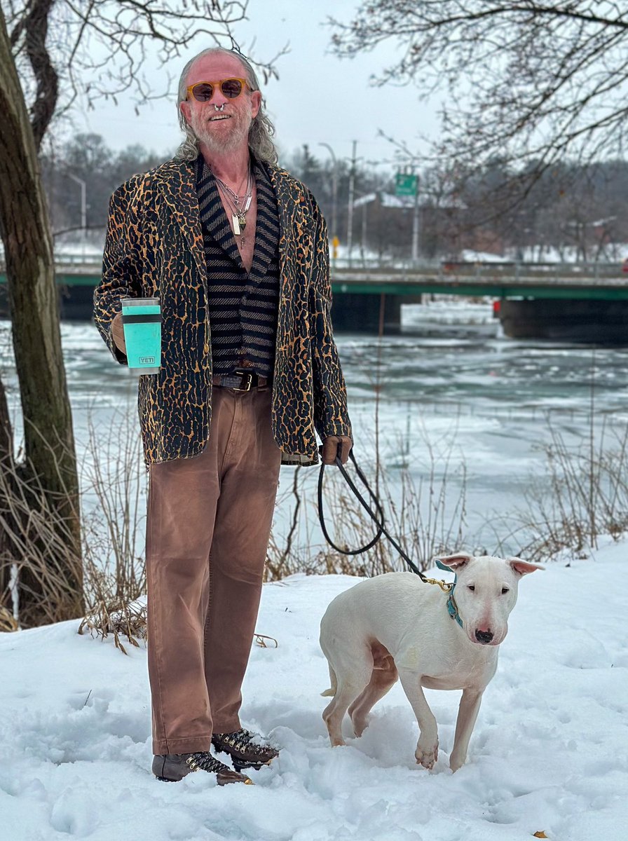 ml_hades's tweet photo. Freeze at night and no 40’s, so slushy and messy. That’s our week. #ToddOldham vintage jacket #HaiderAckermann vest #WillyChavarria homeboy work pant #LouisVuitton monogram hiking boots #DirtyHandsJewelry and 2 #WerkstattMunchen necklaces #Hermes gloves #CutlerandGross sunglasses https://t.co/5vE8zqnH7e