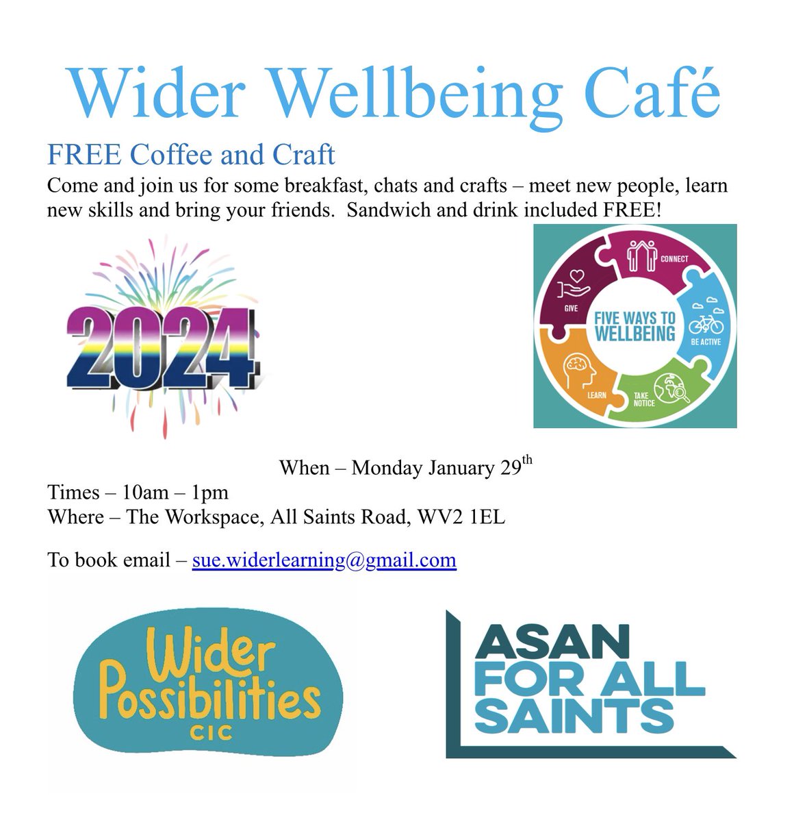 WiderPossCIC's tweet image. We’ve got another of our popular Wellbeing Cafe’s running next Monday 10am-1pm at The Workspace. 
Contact Sue to book, there’s only a couple of places left.