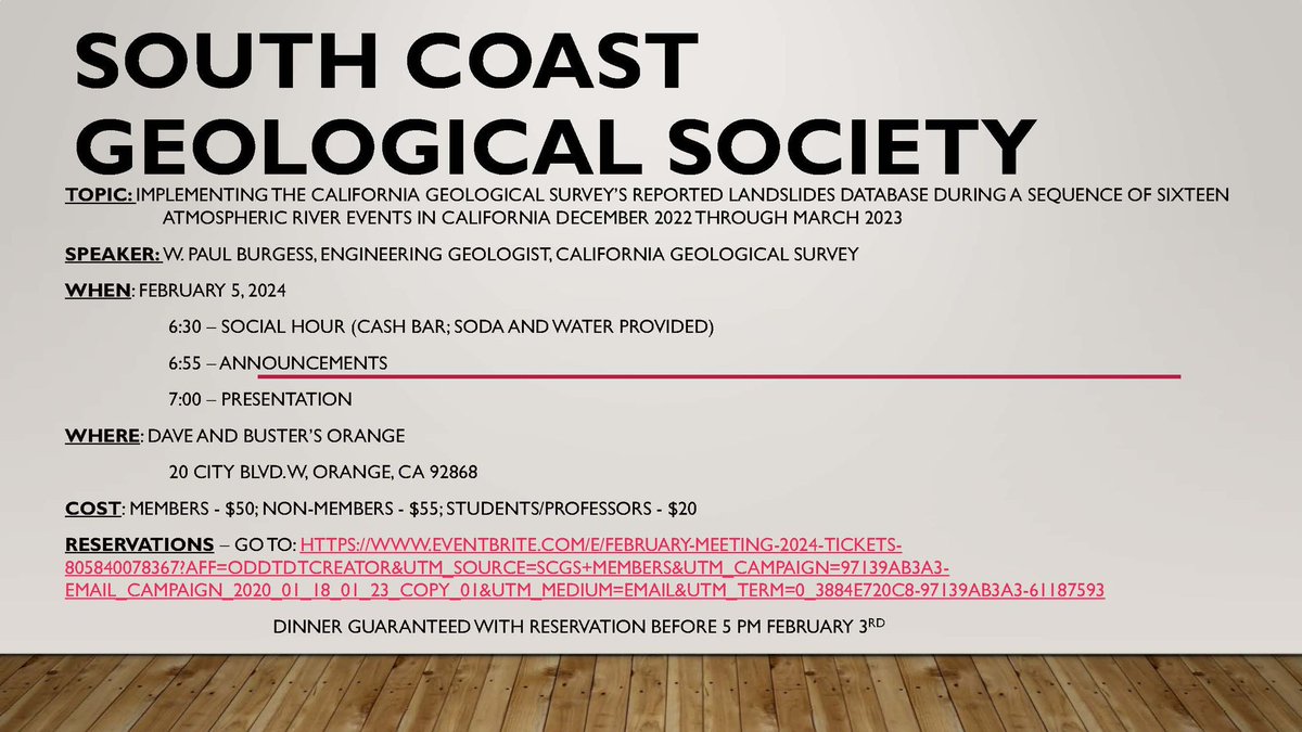 CSUFullertonGeology (@csufgeology) on Twitter photo South Coast Geological Society February 2024 Meeting
<a href="/southcoastgeo/">South Coast Geol Soc</a>
Implementing California Geological Survey’s reported landslides database during sequence of sixteen atmospheric river events in California Dec. 2022 - March 2023
W. Paul Burgess - California Geological Survey South Coast Geological Society February 2024 Meeting
<a href="/southcoastgeo/">South Coast Geol Soc</a>
Implementing California Geological Survey’s reported landslides database during sequence of sixteen atmospheric river events in California Dec. 2022 - March 2023
W. Paul Burgess - California Geological Survey