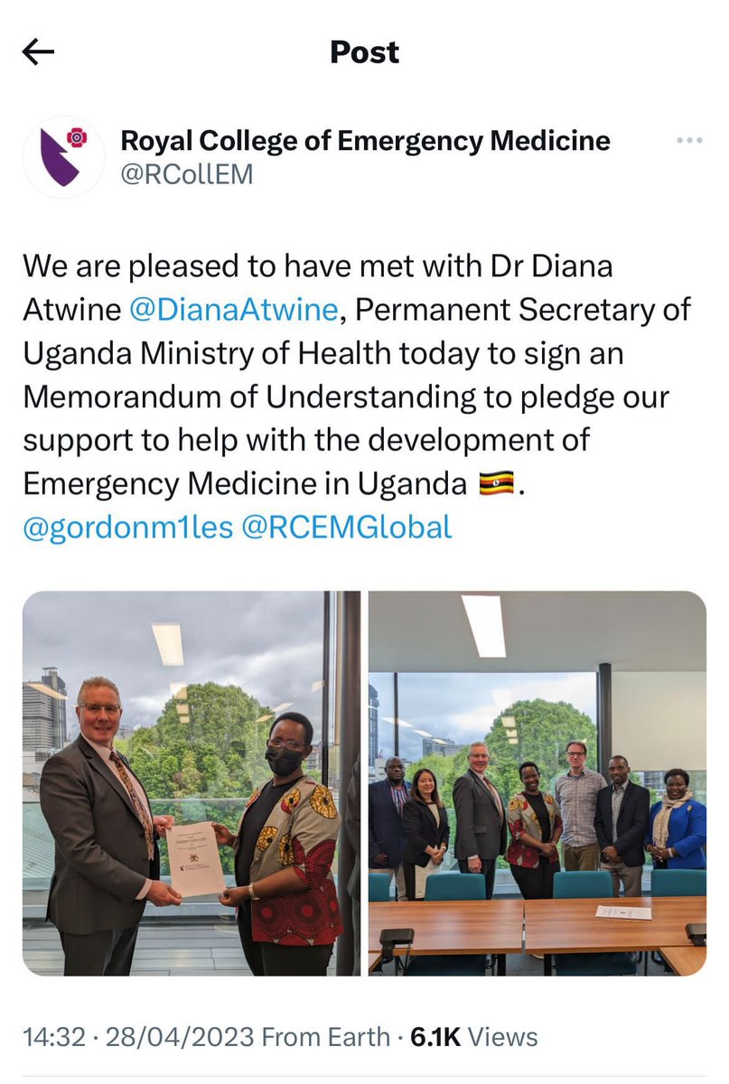 Thanks to @RCollEM @RCEMGlobal for funding this initiative follwing the MOU signed with @DianaAtwine @MinofHealthUG during the 7th UK Africa Health Summit week last year. @EmMakerere @UKinUganda @NHSEngland