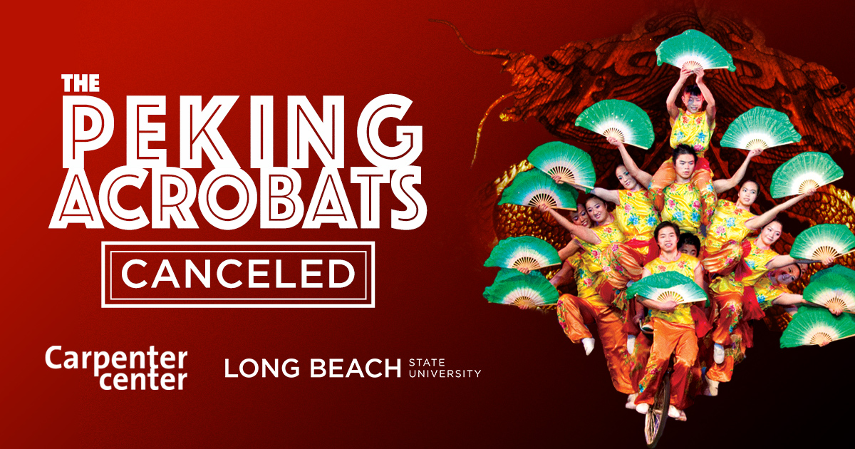 The Peking Acrobat’s appearance, originally scheduled for this Saturday, January 27, has been canceled due to unexpected and last-minute travel delays.

Existing ticket holders who purchased through the Carpenter Center and Tix.com will be automatically refunded.