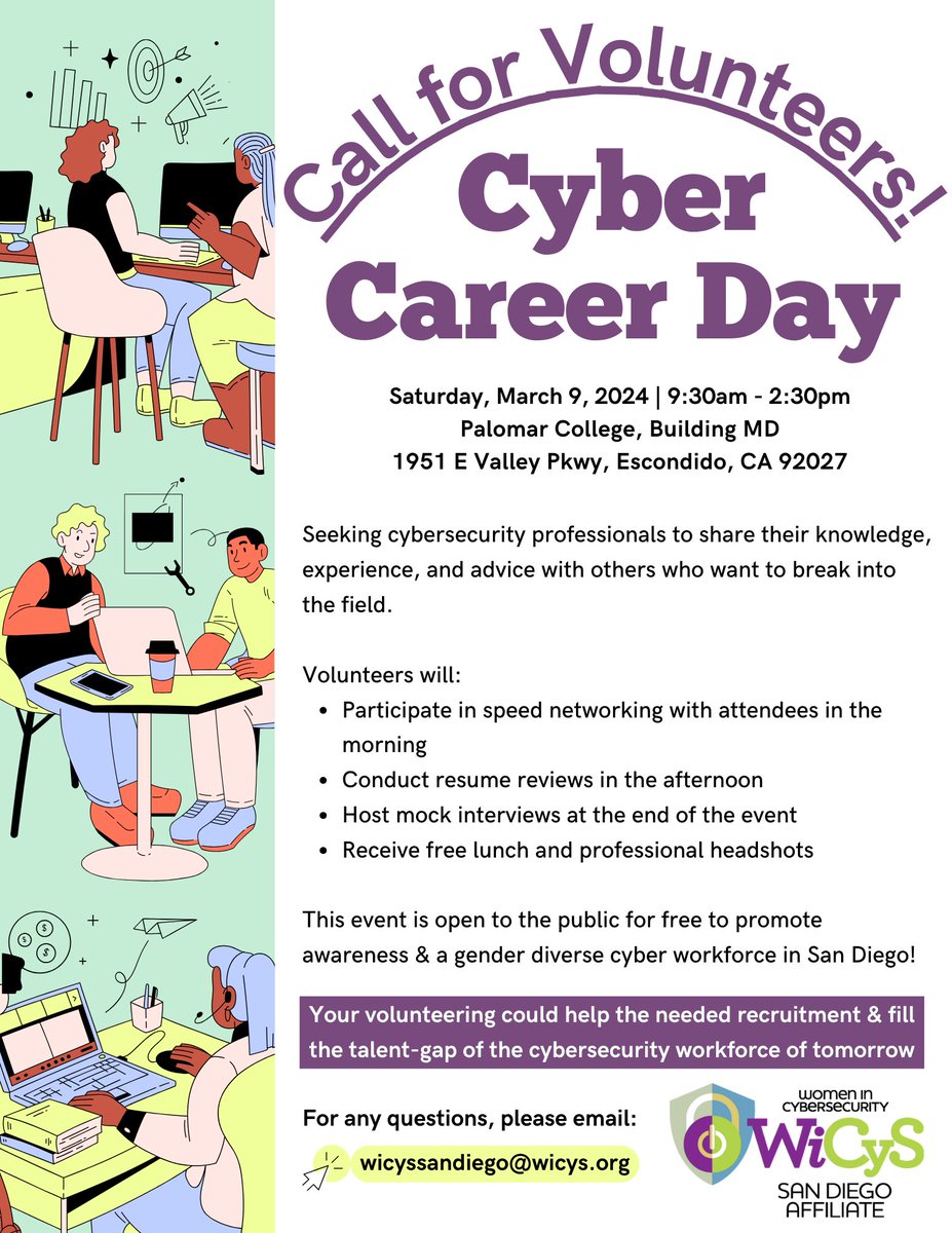 wicyssandiego's tweet photo. ๐ข ๐๐๐๐ ๐๐ข๐ฅ ๐ฉ๐ข๐๐จ๐ก๐ง๐๐๐ฅ๐ฆ ๐ข Are you a #Cybersecurity professional who can share your knowledge with others who want to break into the field? Join #WiCySSD for ๐๐๐ฏ๐ฒ๐ฟ ๐๐ฎ๐ฟ๐ฒ๐ฒ๐ฟ ๐๐ฎ๐ on 3/9/24. @WiCySorg @wicyssandiego @lynn_dohm https://t.co/Oio2wgESmM