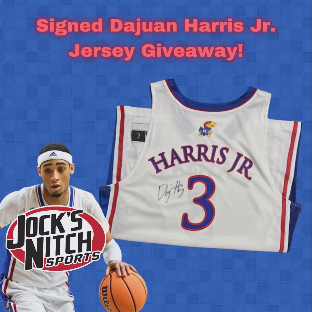 JocksNitchKU's tweet image. GIVEAWAY!

To enter:

Follow @jocksnitchku, like and repost for a chance to win a signed Dajuan Harris Jr. basketball Jersey! Enter on any of our social media accounts, (Instagram, Facebook or X) to better your chances of winning!

Winner will be selected Monday, February 5th!