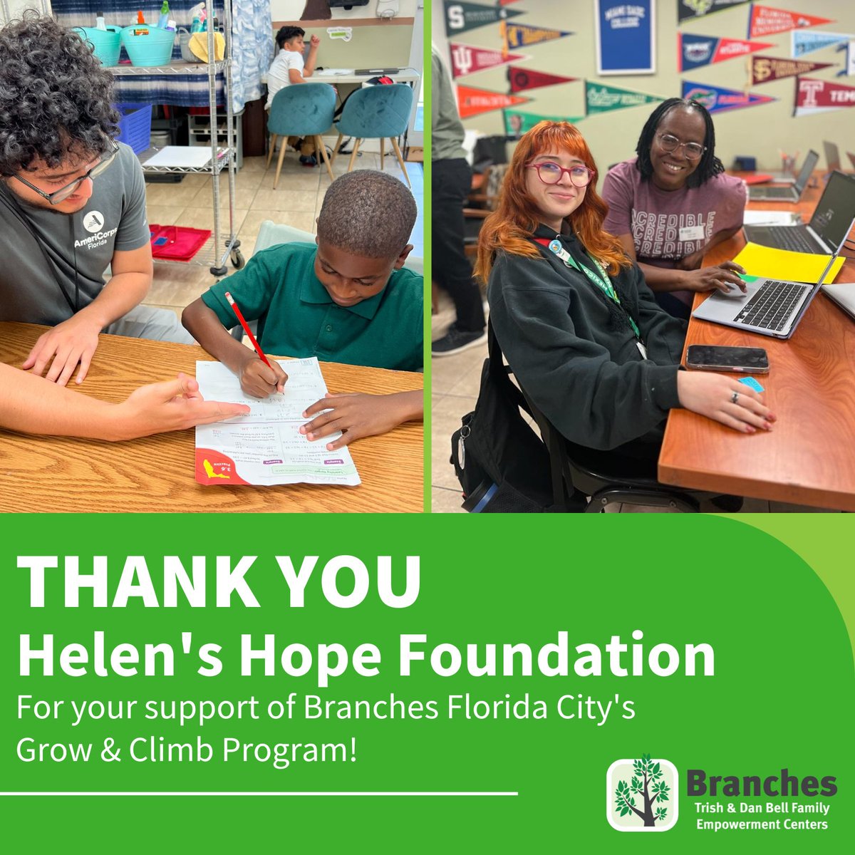 BranchesFL's tweet image. Thank you to the Helen&apos;s Hope Foundation for being one of the driving forces behind Branches Florida City&apos;s Grow &amp;amp; Climb Program! 🌱✨ Your unwavering support is not just an investment; it&apos;s a commitment to building a brighter future for our kids and youth. #nonprofit #branchesfl