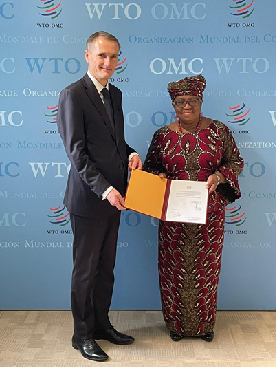 I am honoured to have been received as Australia’s Permanent Representative to the WTO by @NOIweala. I look forward to working with her and my new counterparts to achieve meaningful WTO reform and make next month’s Ministerial Conference a success.