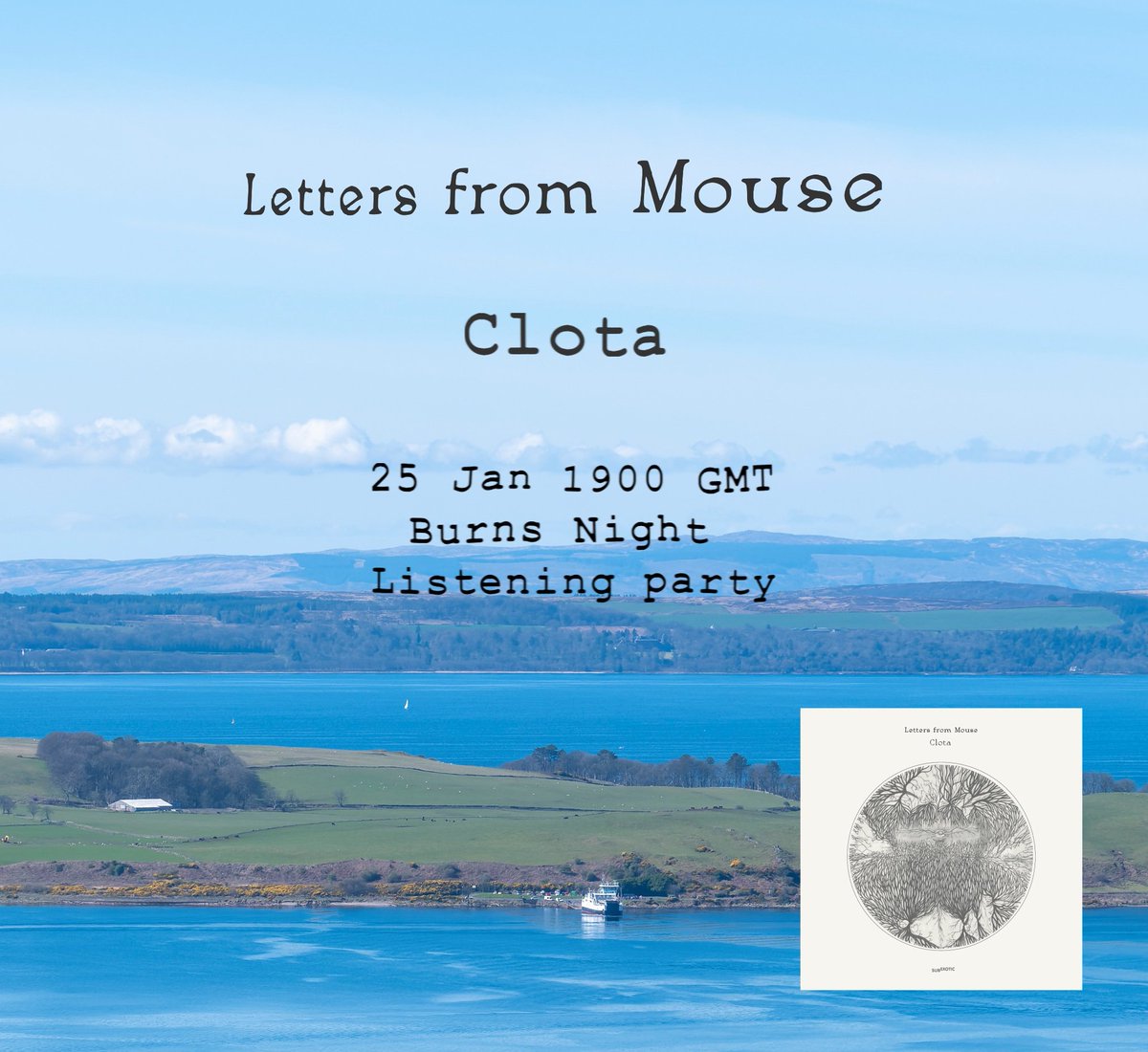 LETTERS FROM MOUSE Bandcamp Listening Party Thursday 25 Jan 1900 GMT lettersfrommouse.bandcamp.com/merch/clota-li…