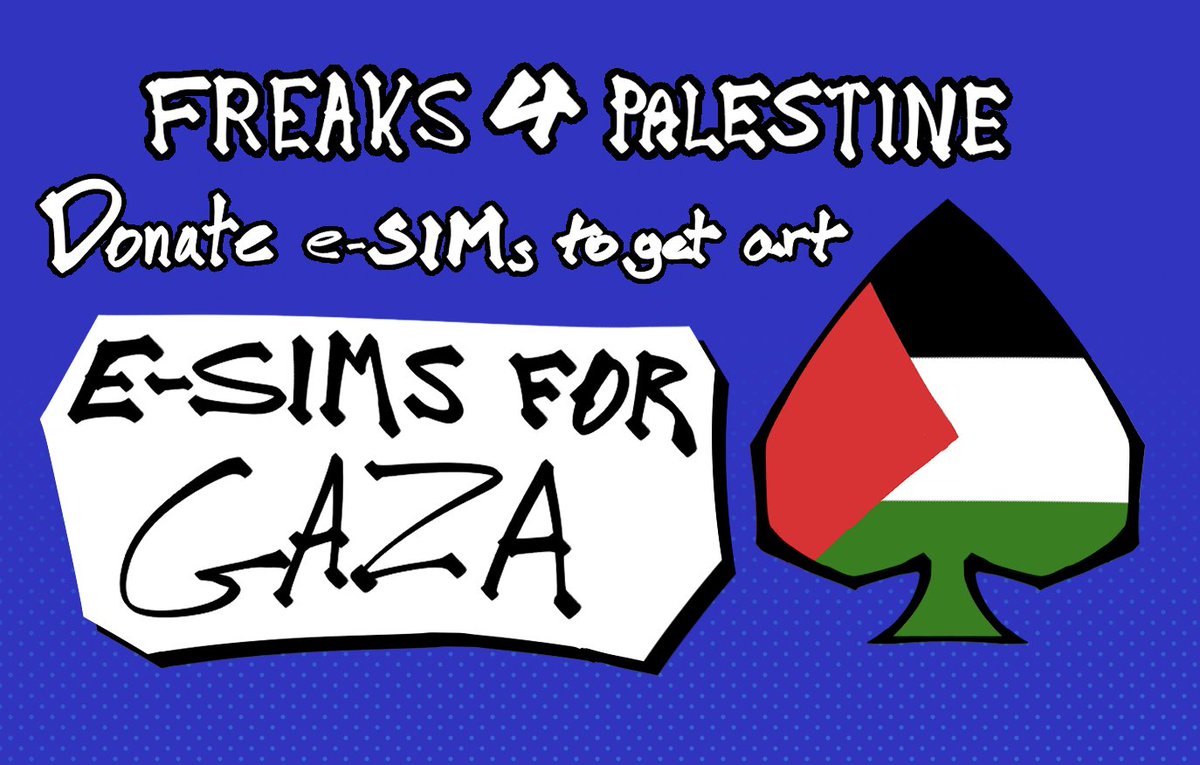 Hello, some of the people Freaks4Palestine are coming back to do another charity!  This time we are doing e-SIMs for Gaza, you can get them by following instructions here: gazaesims.com  
#freaks4palestine