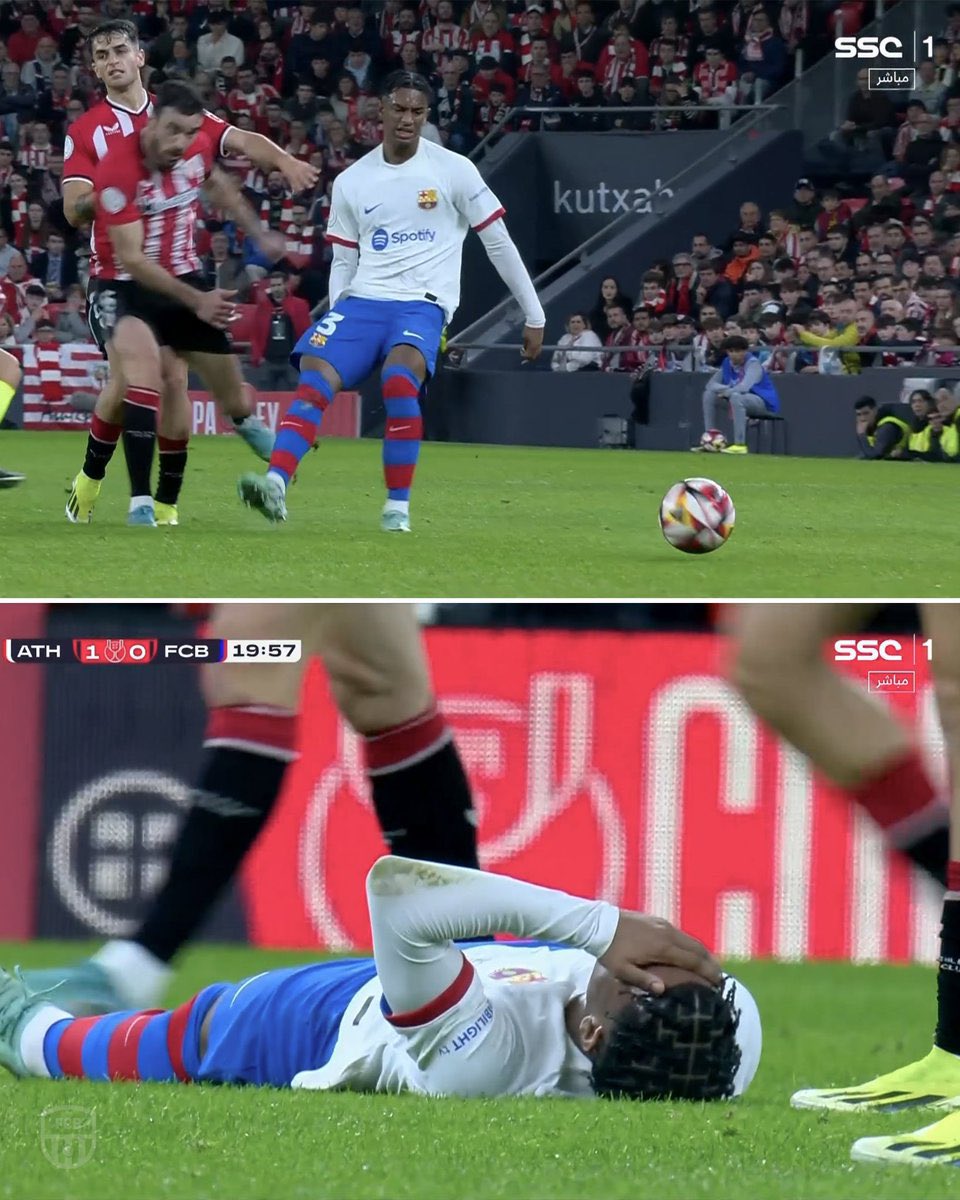 FabrizioRomano's tweet photo. 🚨🔵🔴 Alejandro Baldé leaves the pitch in tears as he suffers an injury during the game vs Athletic Club. https://t.co/ehwz7lrSCN