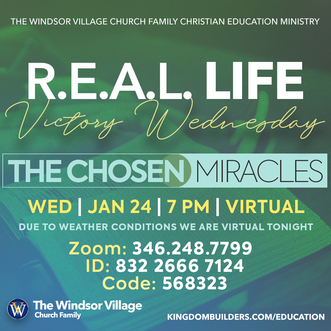 🚨 🚨 🚨Please be advised that tonight’s Victory Wednesday Bible Study will be VIRTUAL ONLY due to inclement weather.  Please join us via Zoom at 7p for The Chosen Miracles series.  The link can be found below:

 ▶️ Join Zoom Meeting
us06web.zoom.us/j/83226667124?…