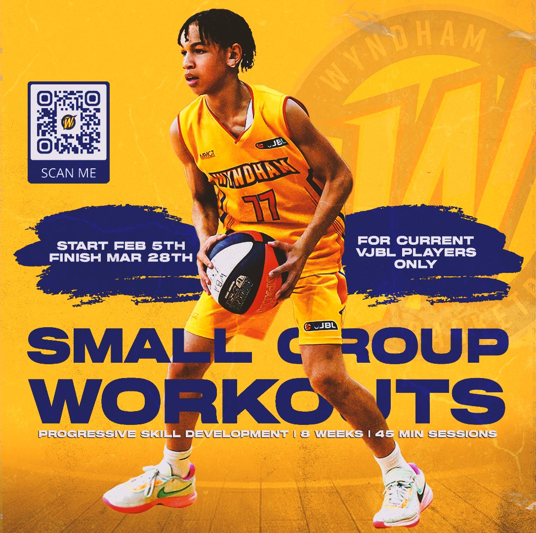 SMALL GROUP WORKOUTS

The Wyndham Small Group Workouts provides an intimate environment where current VJBL players will be provided the greatest opportunities to enhance their skill set. 

❓For current VJBL players only
🗓️ Begins Feb 5
💲$180
🔗 playhq.com/basketball-vic…