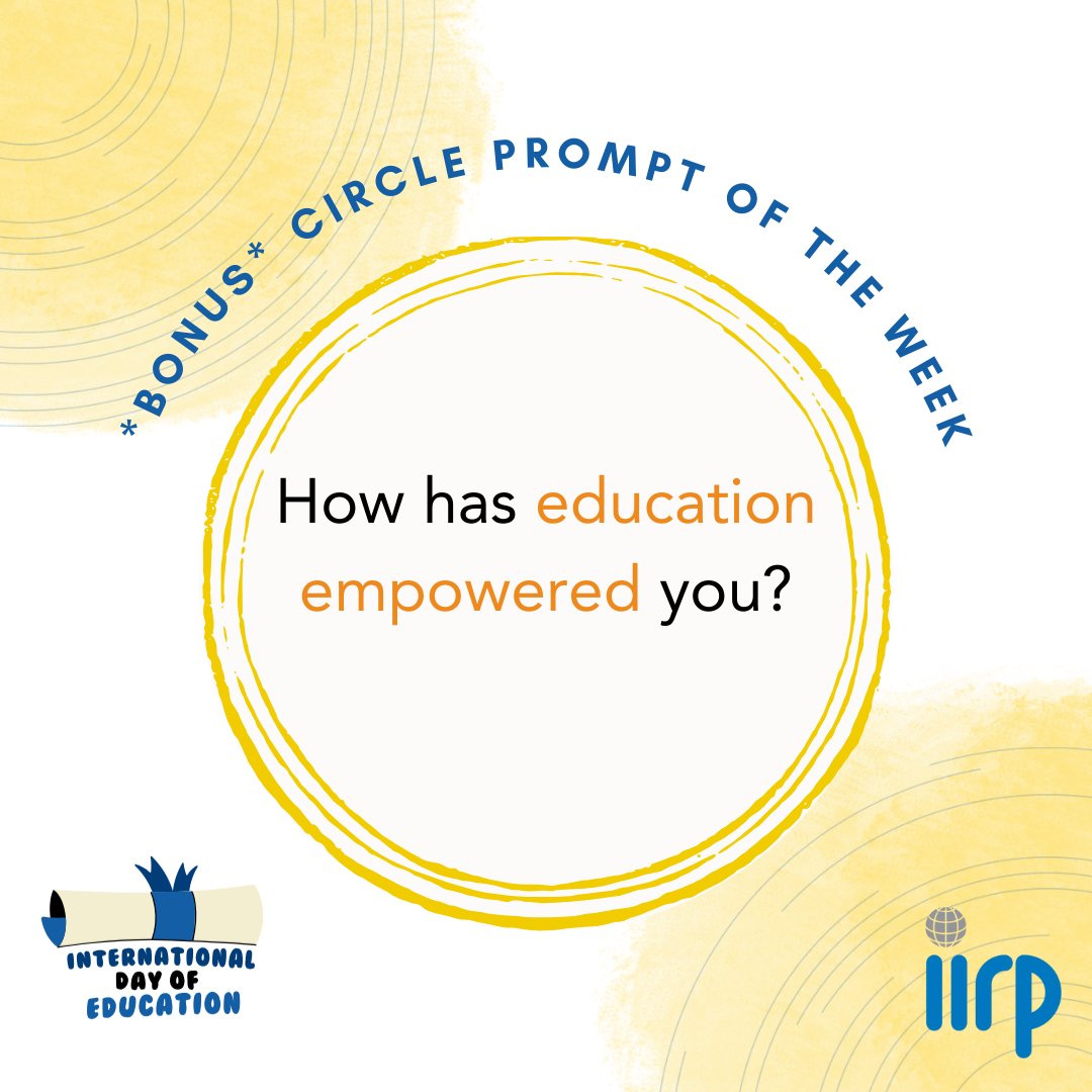 iirpgradschool's tweet photo. In honor of International Day of Education, we're bringing you a bonus circle prompt this week!🎓🍎
#IIRP #RestorativePractices #ProactiveCircles #Listening #BuildingCommunity #InternationalDayofEducation #Education #HigherEd https://t.co/F2AeTEIXjQ
