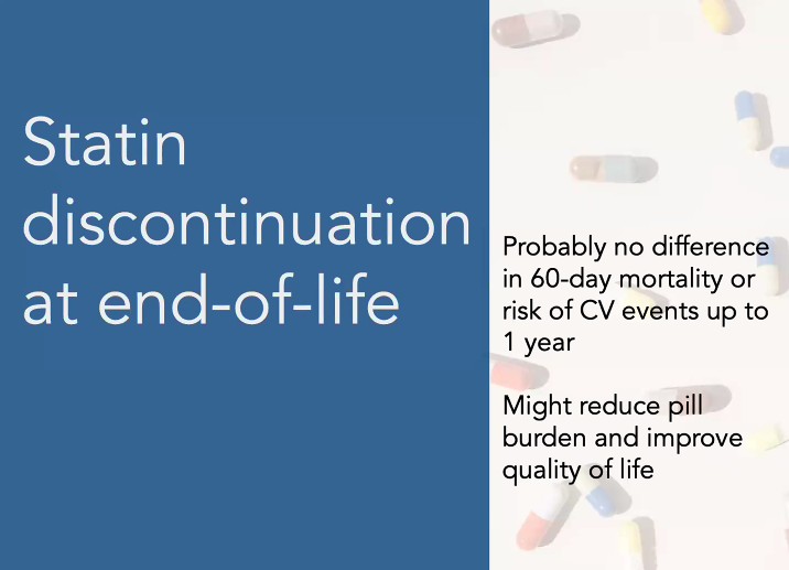 deprescribing's tweet photo. Great talk @wadddee summarizing the current evidence for #statin #deprescribing! 

A decision to stop a statin should be individualized, and take into account the patient's values and preferences, health status, and available evidence.
 
@Drug_Evidence 
https://t.co/XYXgDTmzwA https://t.co/PFK3HrQp41