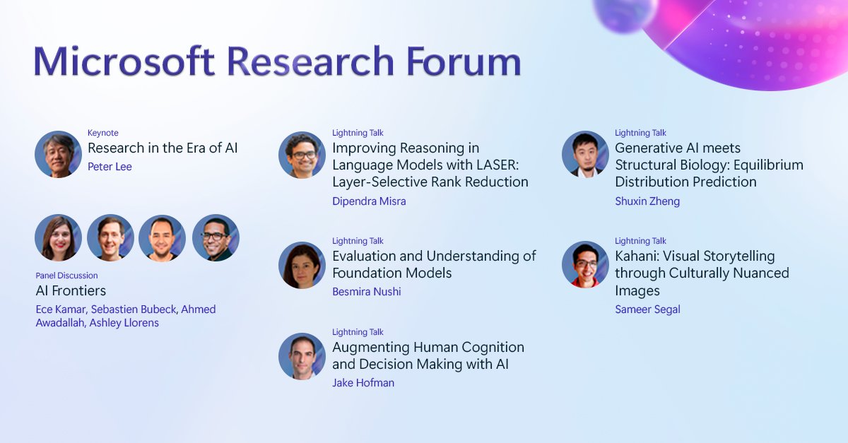 Episode One of Microsoft Research Forum is next week! January 30 at 9:00 AM PT. Register now ⬇️ msft.it/6017ivaL1