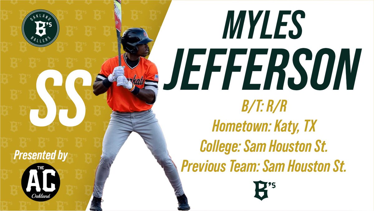 The newest addition to the the team! Welcome Myles Jefferson to Oakland! Myles finished his college career at Sam Houston State and hit .296 with 6 HR and 51 RBI in his senior season. He’ll make his pro debut with the Ballers in 2024!