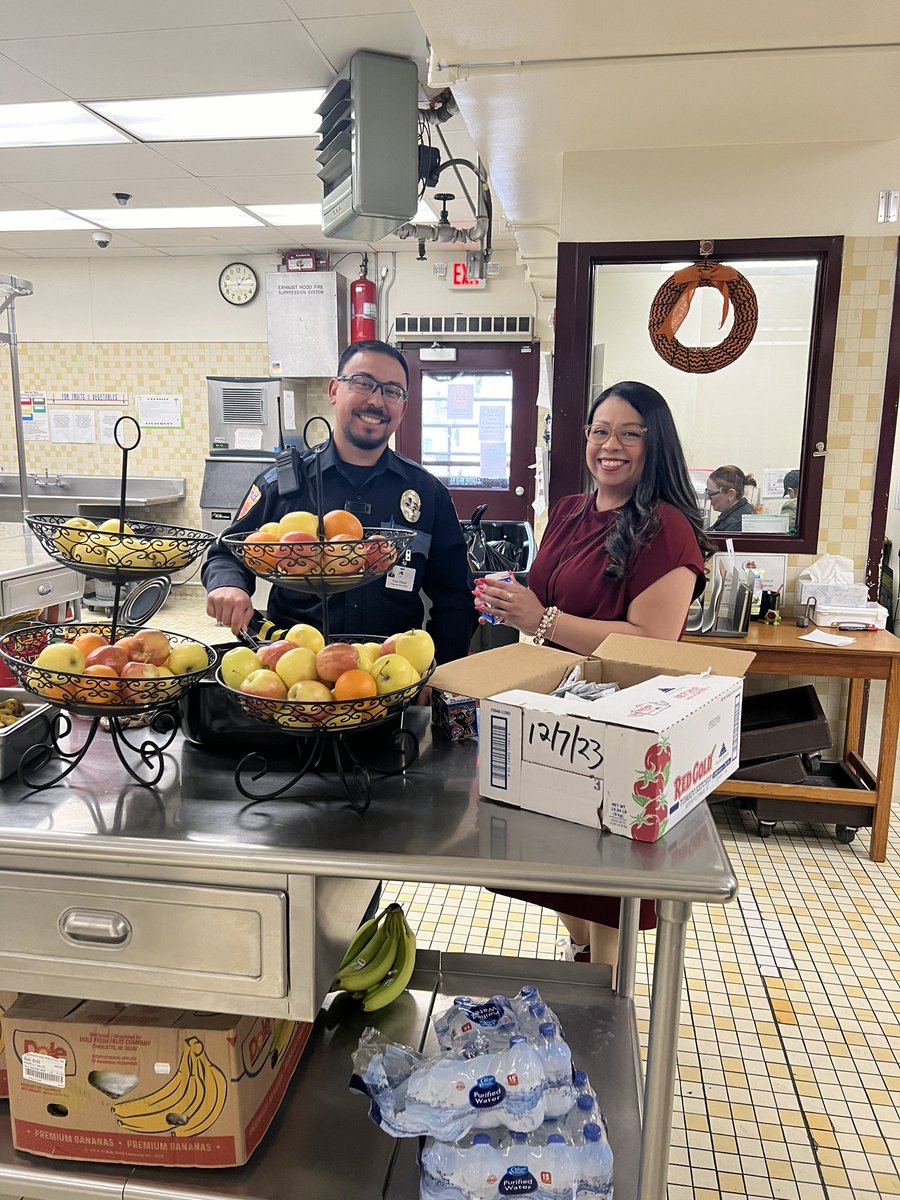 Health Fair ready— Officer Duran and Ms. Rivera . Come over to CHMS and enjoy our health fair booths 🩺🏥