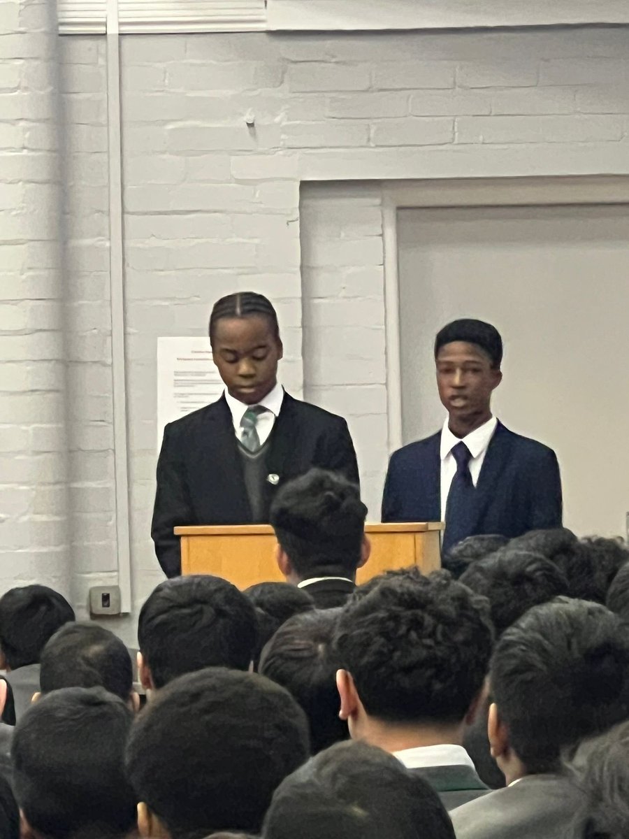 #Akemanhouse assembly was led this morning by Derick and Miles. It was their first time leading and did it with such confidence and maturity! 🟢👏🏻