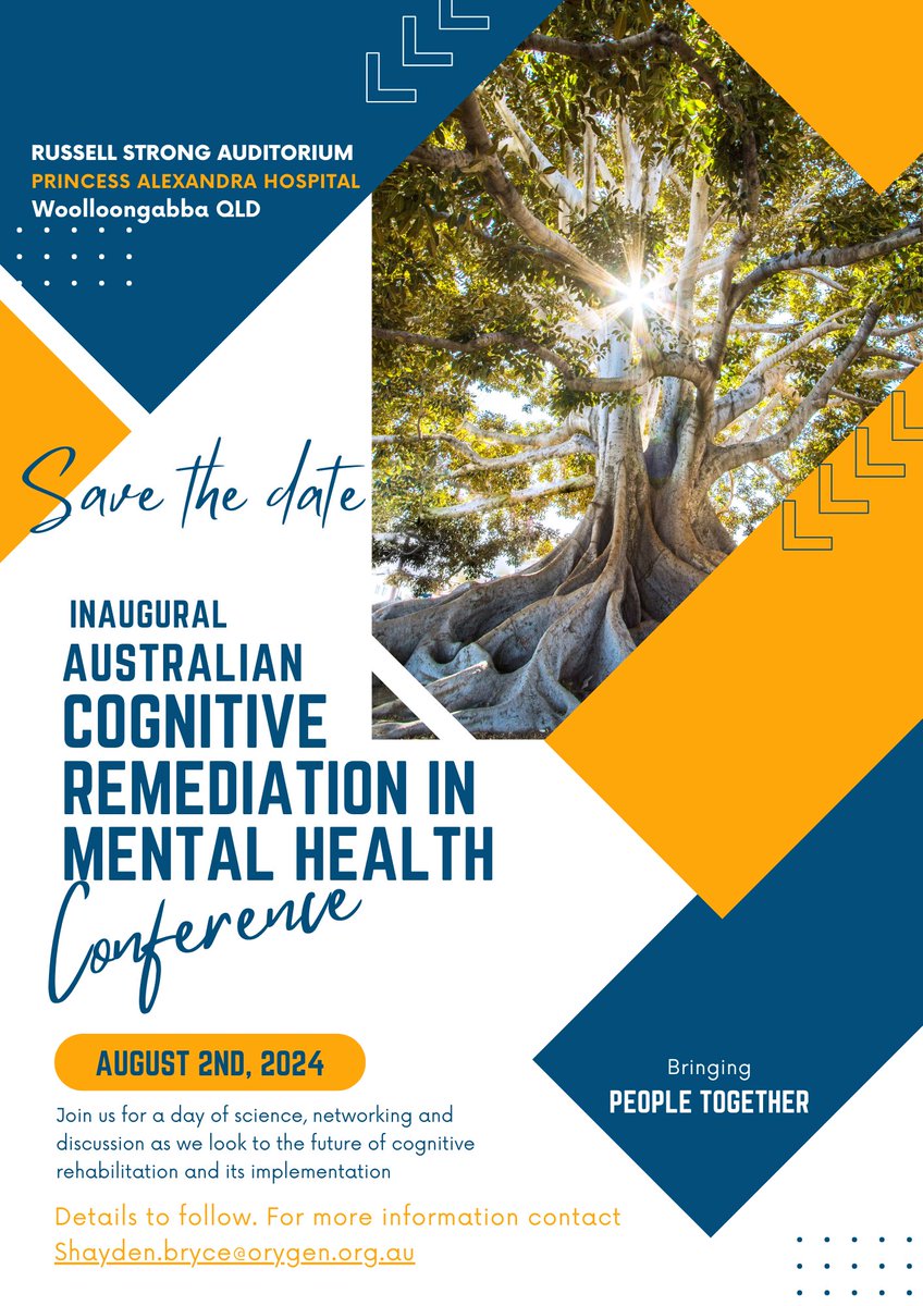 Save the date for the Inaugural Australian Cognitive Remediation in Mental Health Conference. 2'nd August 2024. Brisbane. More details to come #cognitiveremediation. Please share