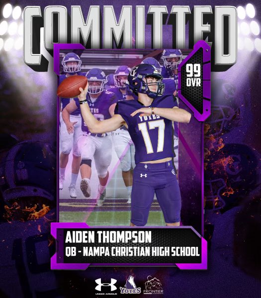 Aiden Thompson (@aidenthompson_1) on Twitter photo Excited to announce my commitment to <a href="/YotesFootball/">College of Idaho Football</a> ! Thankful for all the coach’s and family that have helped me along the way! Go Yotes!
<a href="/CoachANelson04/">Coach Austin Nelson</a> <a href="/CoachJinx/">Daniel Jenkins</a> <a href="/C3P_sS/">Sam Phiriyakulkit</a> Excited to announce my commitment to <a href="/YotesFootball/">College of Idaho Football</a> ! Thankful for all the coach’s and family that have helped me along the way! Go Yotes!
<a href="/CoachANelson04/">Coach Austin Nelson</a> <a href="/CoachJinx/">Daniel Jenkins</a> <a href="/C3P_sS/">Sam Phiriyakulkit</a>
