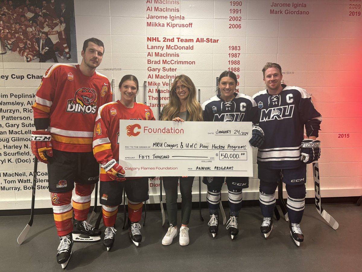 The annual Crowchild Classic is rocking at the ‘Dome tonight between @MRUCougars and @UCDinos 🔥 The Flames Foundation is proud to support Post-Secondary institutions and students throughout southern Alberta!