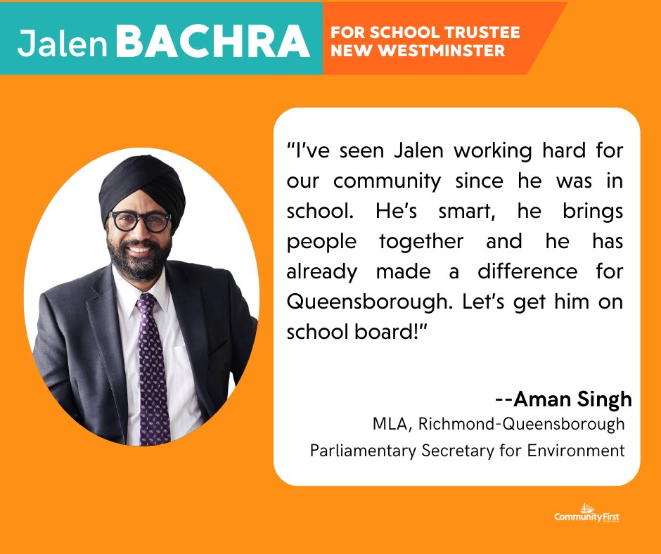 Thank you @AmanSinghNDP for your trust in @JalenBachra, our school board by-election candidate. Friendly reminder: Advance polls in #Queensborough are open until 8 p.m. tonight! :) #canlab #sd40 #newwestminster (Regular E-Day is Feb. 3)