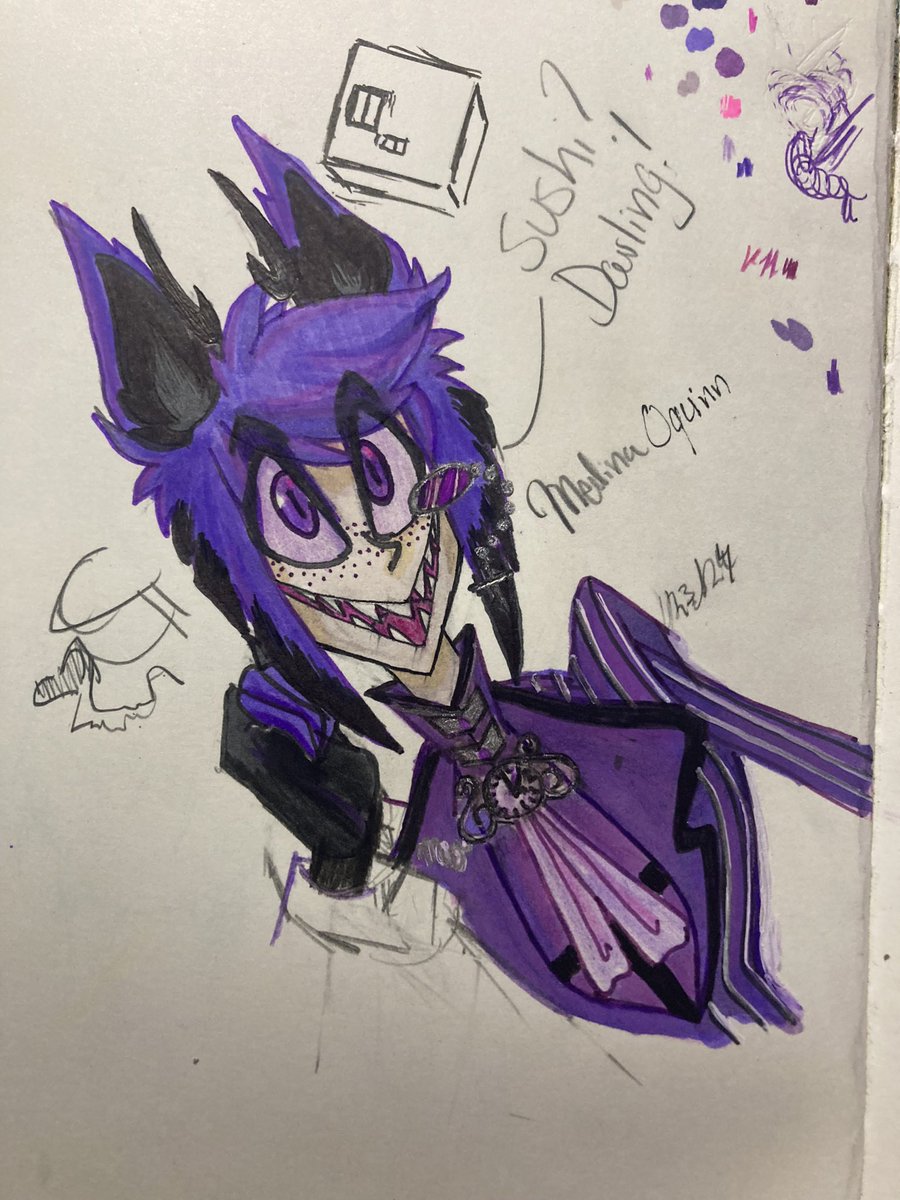 JustinRelinale's tweet photo. Heres @AlastorsShadow lovely boi named mel~ he loves sushi  
#HazbinHotel #alastorsshadow https://t.co/iLFPHE180y