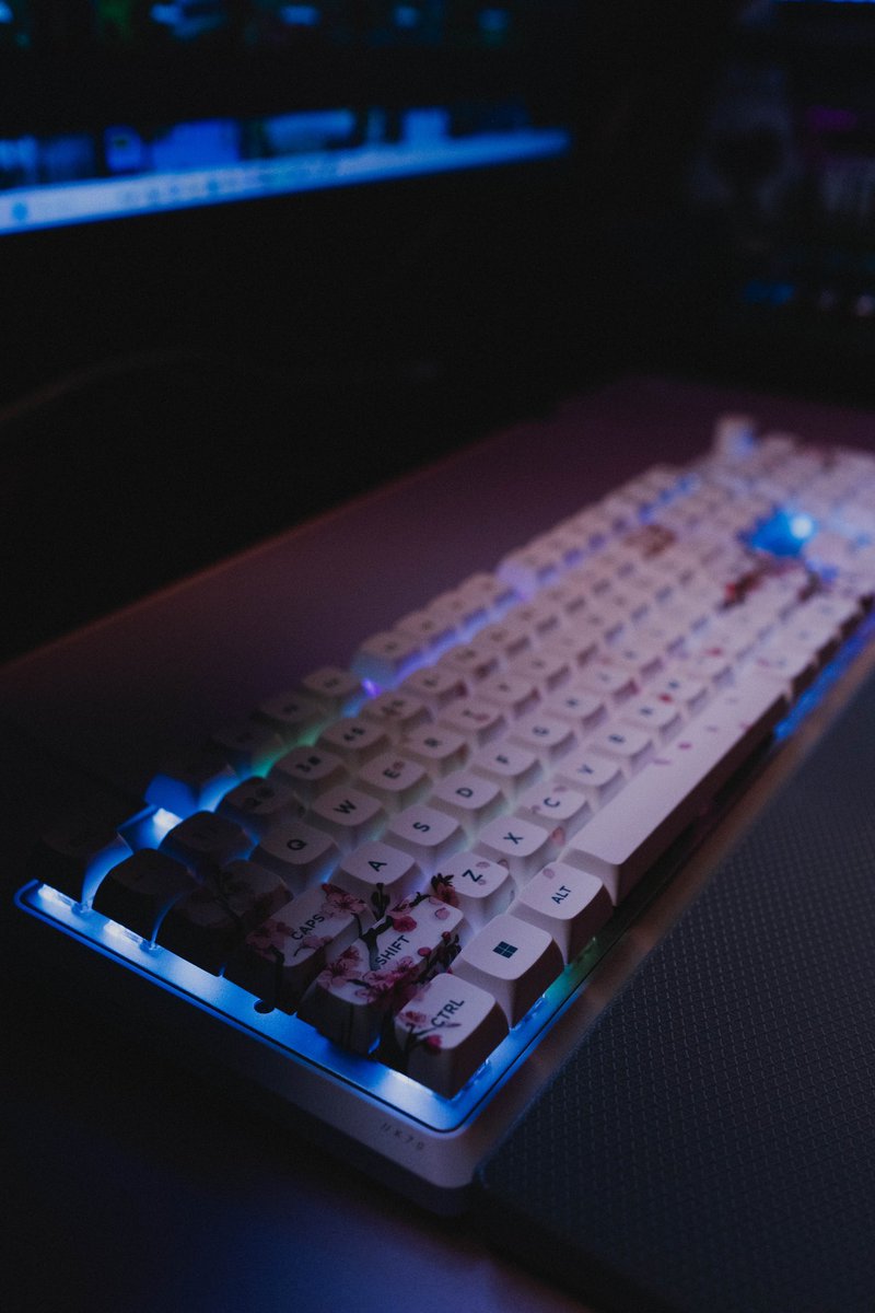 Wittlebears's tweet photo. Wow, @CORSAIR just sent me over their new K70 CORE keyboard w/ Cherry Blossom key caps and XL mouse pad 👀 

Any girlies want one of these? 🌸 Giving ONE set up to someone who comments/Reposts this🥹 

K70 Keyboard w/ palm rest $109 
Cherry Blossom Caps/Mousepad on sale $79.99 https://t.co/KUVeNXmYVc