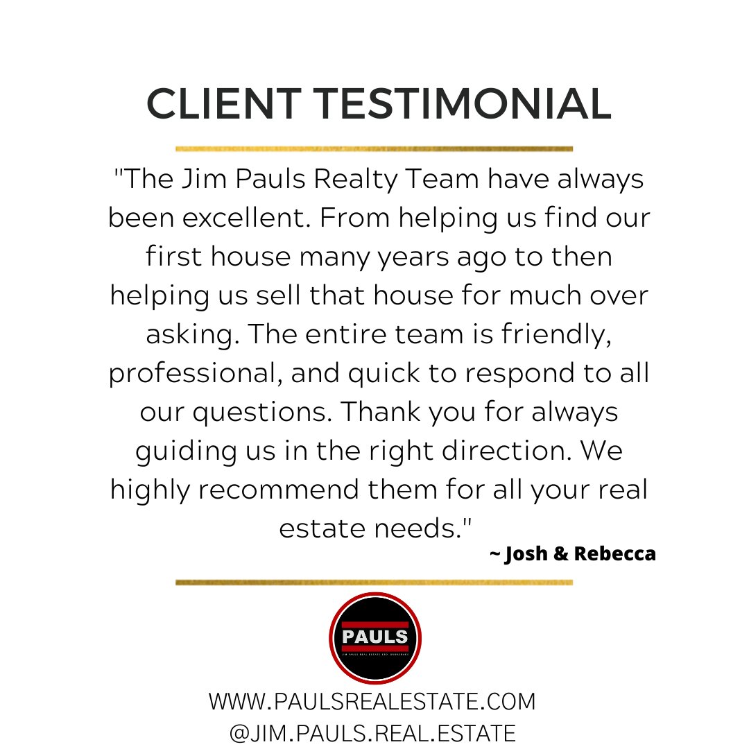 Thinking about buying or selling?  Here's what some of our past clients have to say ❤

#Testimonial #Recommend #Referred #PaulsRealEstate