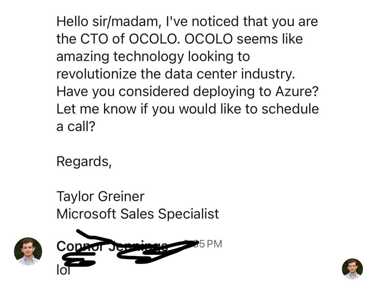 Sales is tough. And you spend all day crafting the perfect cold LinkedIn message just to have the prospect respond with lol. Persistence is key here and I’ll try again tomorrow.

*Name crossed out for anonymity*