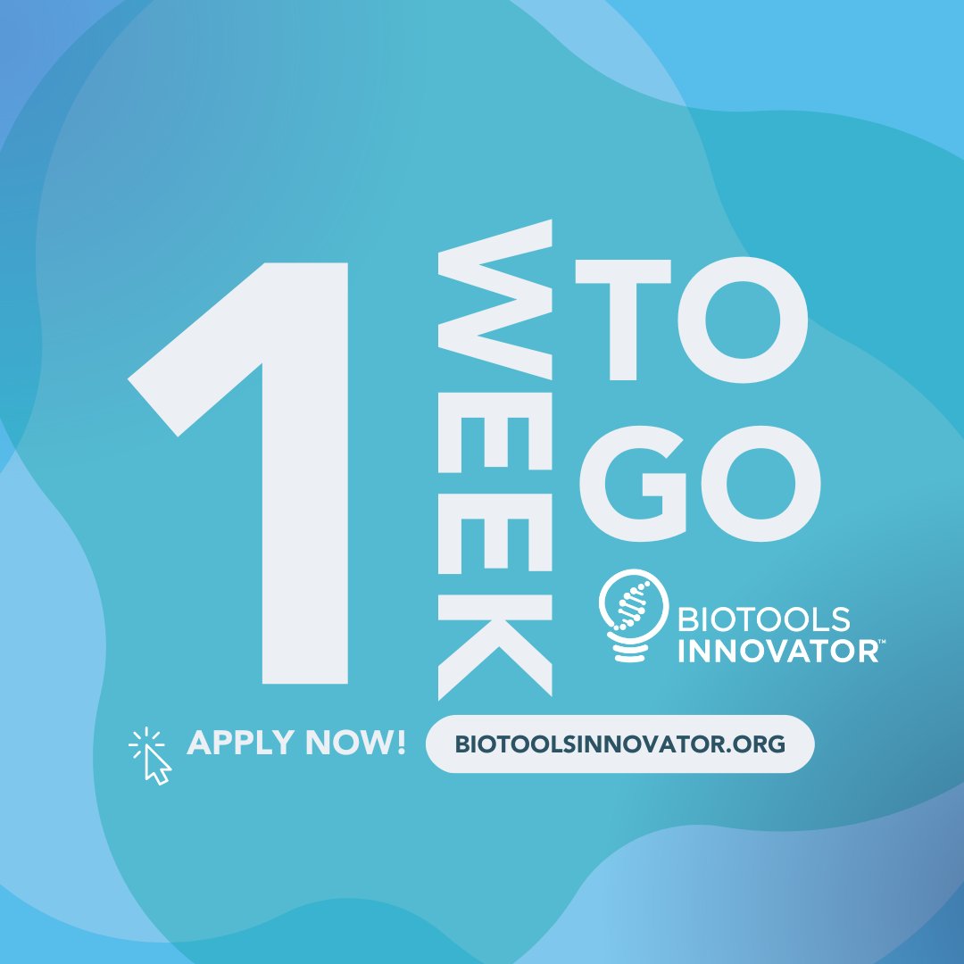 One week left to apply to BioTools Innovator 2024, the first ever accelerator for life science research tools.🤝 Apply for free now and compete for up to $300,000 in non-dilutive cash prizes: biotoolsinnovator.org/apply/. The deadline is January 31, 2024. #bti #techbio #diagnostics