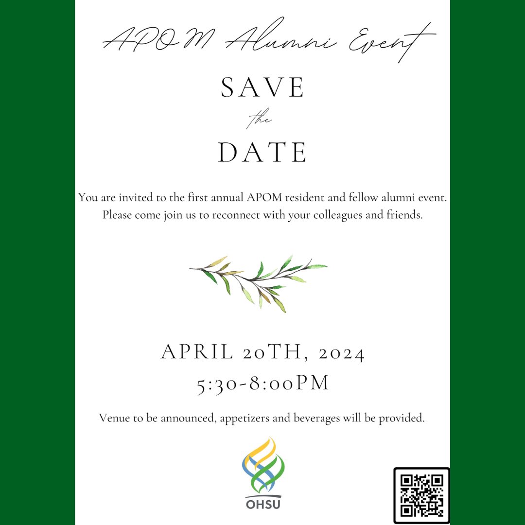 APOM resident and fellow alumni event save the date!