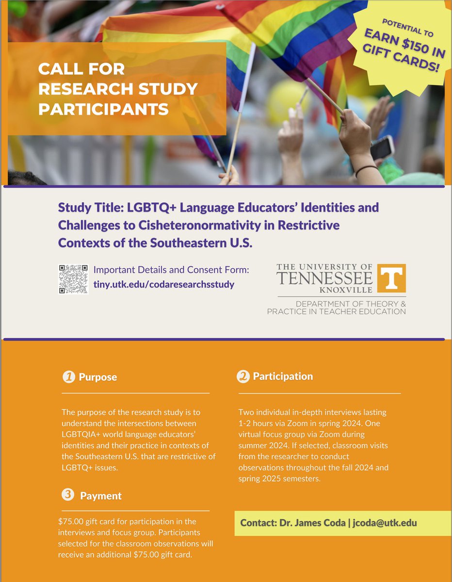 Calling all LGBTQIA+ #languageeducators #languageteachers here's a #researchopportunity. Please share!
