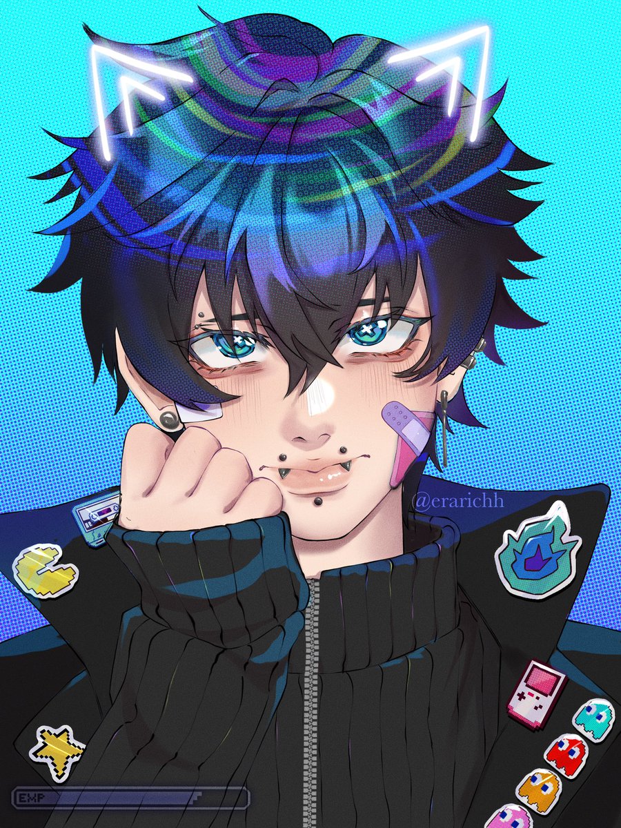 kitty cat boy, I loved his design 🥹🖤 #vgencomm #artmoots #illustration #ArtistsOfTwitter #vtuberuprising