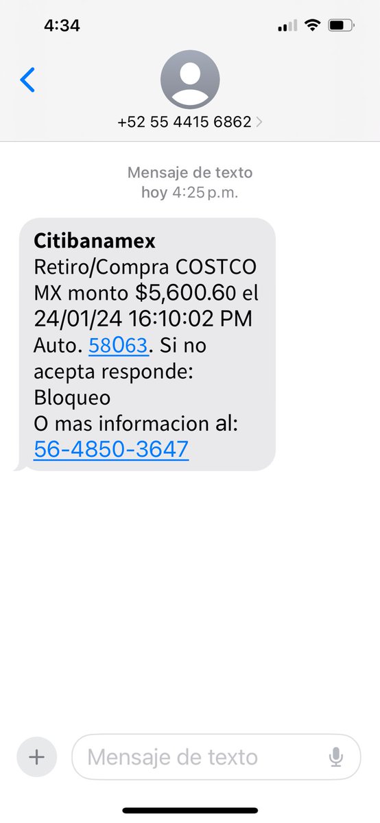 Ma_Odl's tweet photo. @ContactoCitibmx les envío foto del mensaje que me llegó hace un momento para reportar el número https://t.co/B1BUMCwTXI