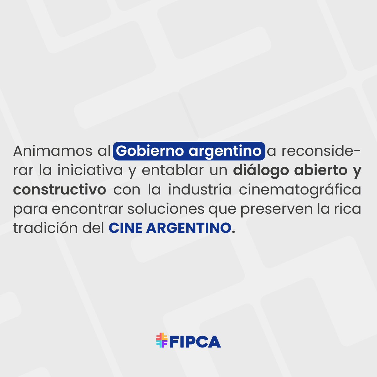 La FIPCA expresa preocupación por el proyecto de Ley Ómnibus en Argentina, que amenaza el Fondo de Fomento del INCAA <a href="/INCAA_Argentina/">INCAA</a>  y la financiación de la <a href="/ENERC/">ENERC</a> . 

fipca.org/post/declaraci…