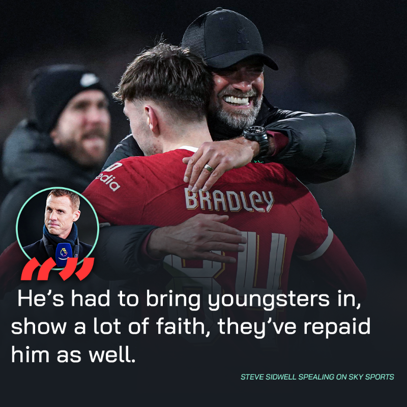 Squawka's tweet photo. Five players aged 21 or under featured for Liverpool in their semi-final second leg vs. Fulham:

◉ Jarell Quansah 
◉ Conor Bradley 
◉ Ryan Gravenberch 
◉ Harvey Elliott 
◉ Bobby Clark (late sub)

The future is bright. ☀️