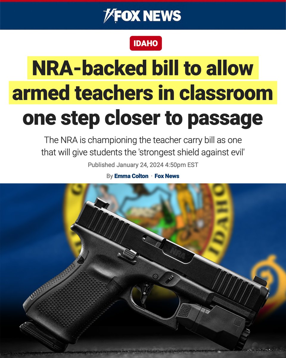 🇺🇸NEWS: Idaho's NRA-backed bill to allow armed teachers in classroom one step closer to passage

Our children deserve nothing less than the strongest shield against evil, and HB 415 delivers that protection. 

@EmmColt/@FoxNews ➡️nra.wiki/idaho