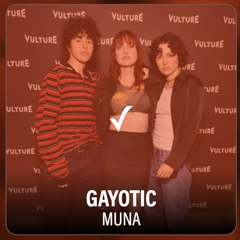 🎉 GAYOTIC with @whereisMUNA is nominated for a @Queerty! Cast your vote daily 👉 queerty.com/queerties/vote…