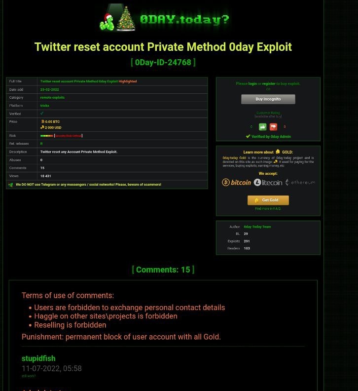 Gentilenewsnet's tweet photo. 🚨‼️🔥DEVELOPING: 0 DAY EXPLOIT
There is an EXPLOIT in the CODE OF TWITTER. RIGHT NOW.
It is being sold for $2,000 and allows someone to access and reset your account. This has been active for A YEAR. This is how WarMonitor was hacked. This can target ANYONE.
#0DAYEXPLOIT https://t.co/IvgDnufHAC
