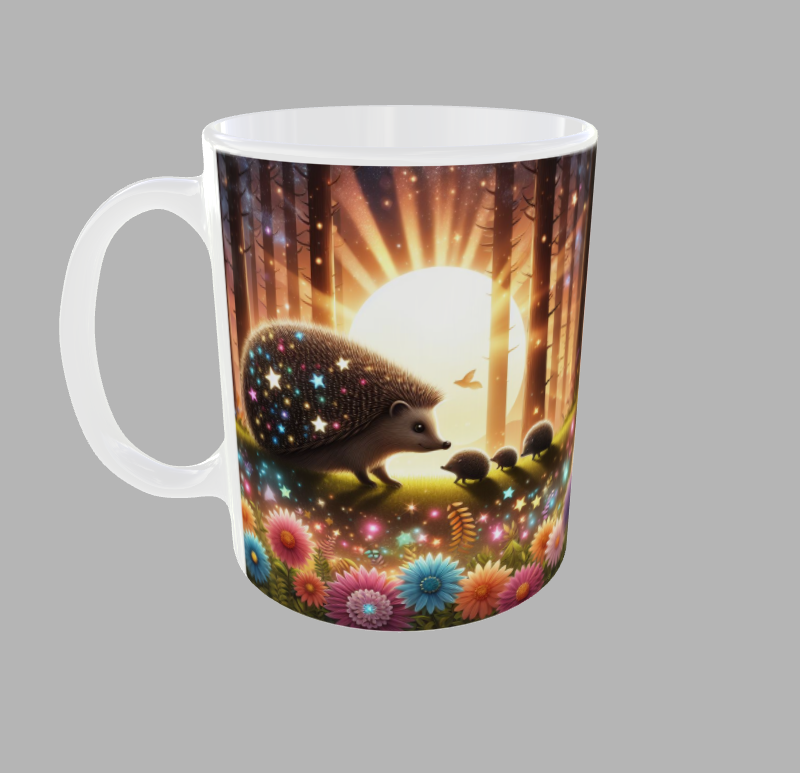 Looking for a magical gift for yourself or a loved one? Check out our enchanted forest hedgehog mugs! They are beautifully crafted and feature a whimsical design of a hedgehog in a colorful forestHurry, limited stock available! #happyhoglettribe #hedgehog  etsy.me/495YOC3