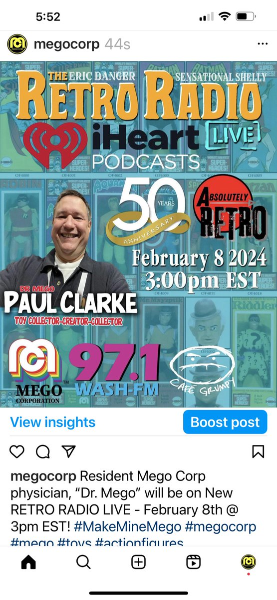 Resident Mego Corp physician, “Dr. Mego” will be on New RETRO RADIO LIVE - February 8th @ 3pm EST! #MakeMineMego #megocorp #mego #toys #actionfigures #actionfigure #KeepitRetro