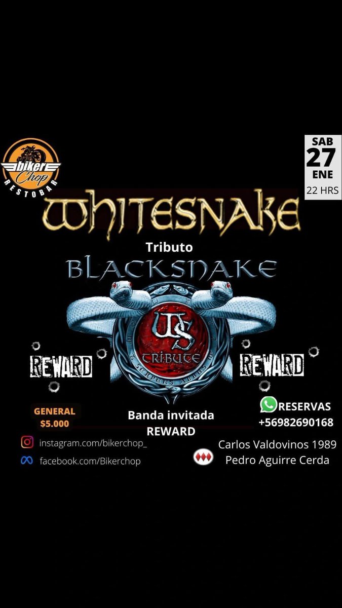 Reward !!! Sábado 27 en BikerChop 22.00 #rock