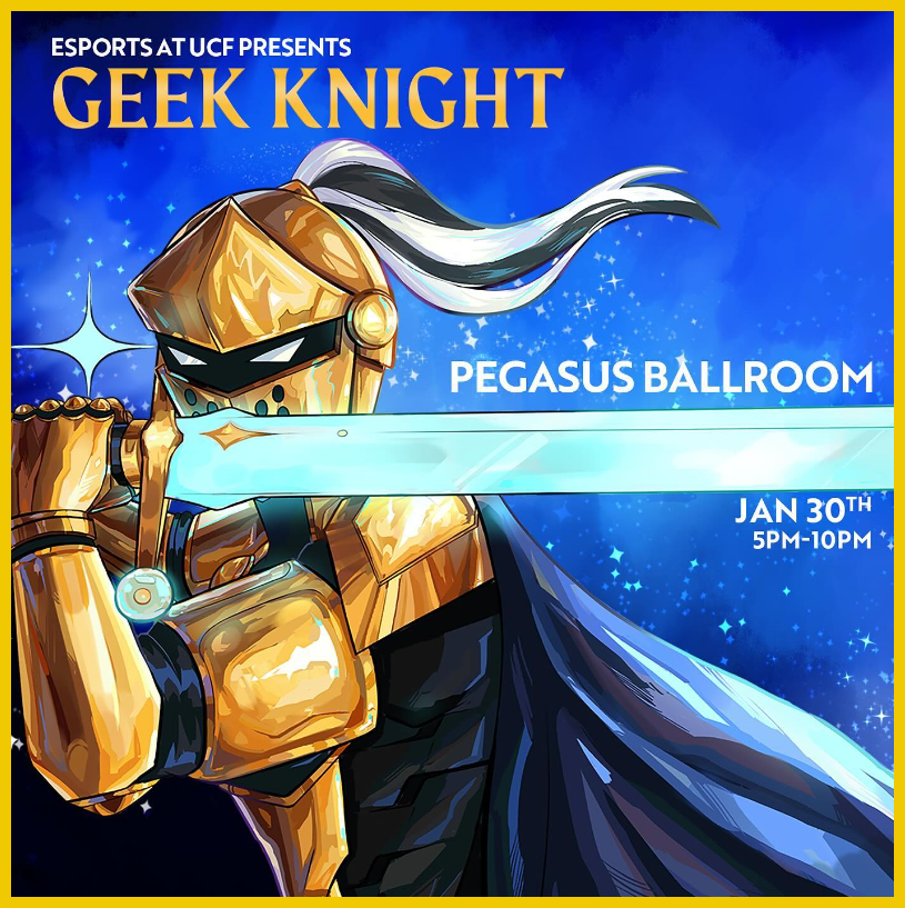 GameDevKnights's tweet photo. 2) GDK will be at Geek Knight this year with our own table. The event will be on January 30th from 5-10pm on the UCF Main Campus located in the Student Union Pegasus Ballroom.

Hope to see you out there, Dev On!!! https://t.co/hwDhQ2ZARp